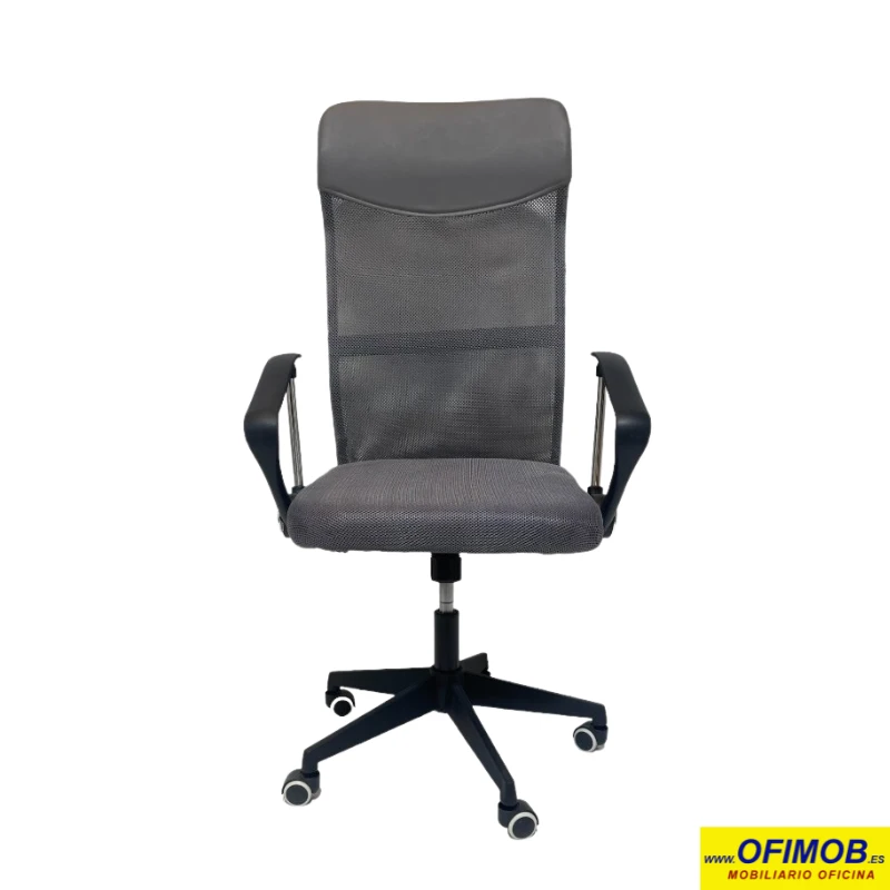 Silla de escritorio cadete gris - Confort, estilo y ergonomía para tu espacio de trabajo. Respaldo de malla, asiento acolchado, ajustable en altura, giratoria, ruedas de nylon, diseño elegante, gris. ¡Cómprala ahora!