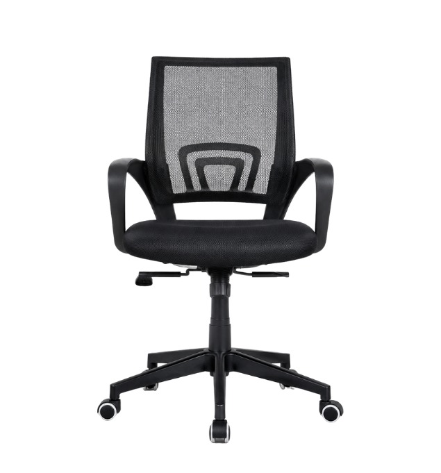 Silla de oficina Fadiser con respaldo de malla y brazos fijos