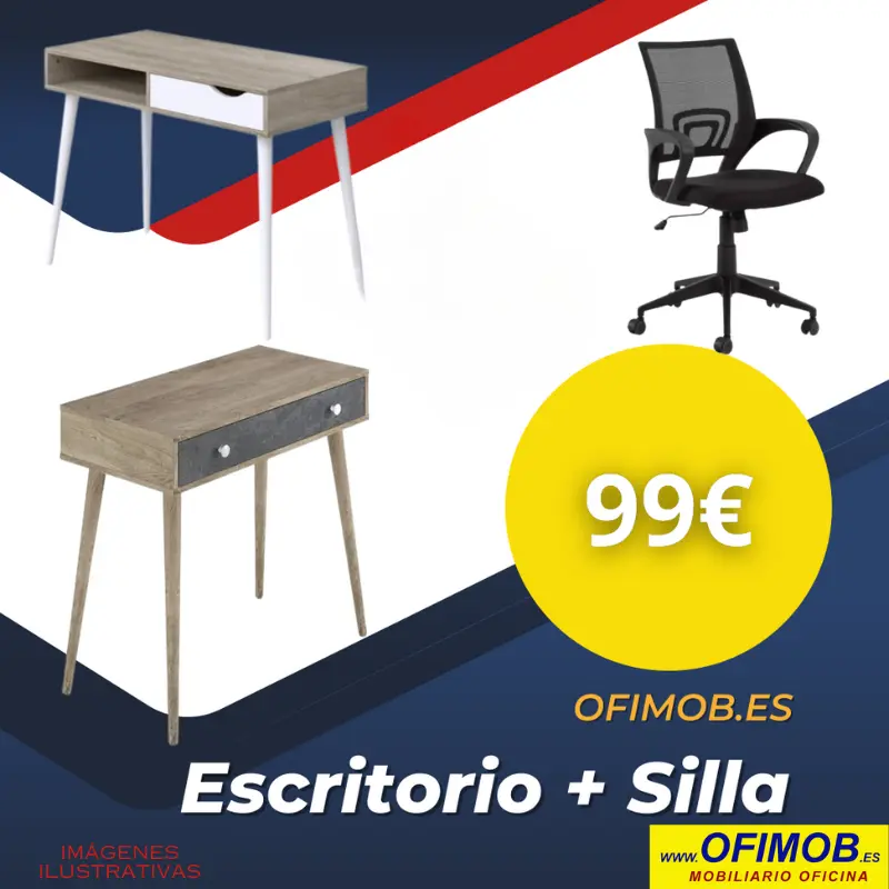 Combo Escritorio + Silla Económico: Transforma tu espacio de trabajo con la silla de oficina Ofimob Paderborn y el escritorio mini con cajón o el escritorio nórdico con cajón. Este set combina estilo, comodidad y funcionalidad a un precio accesible.